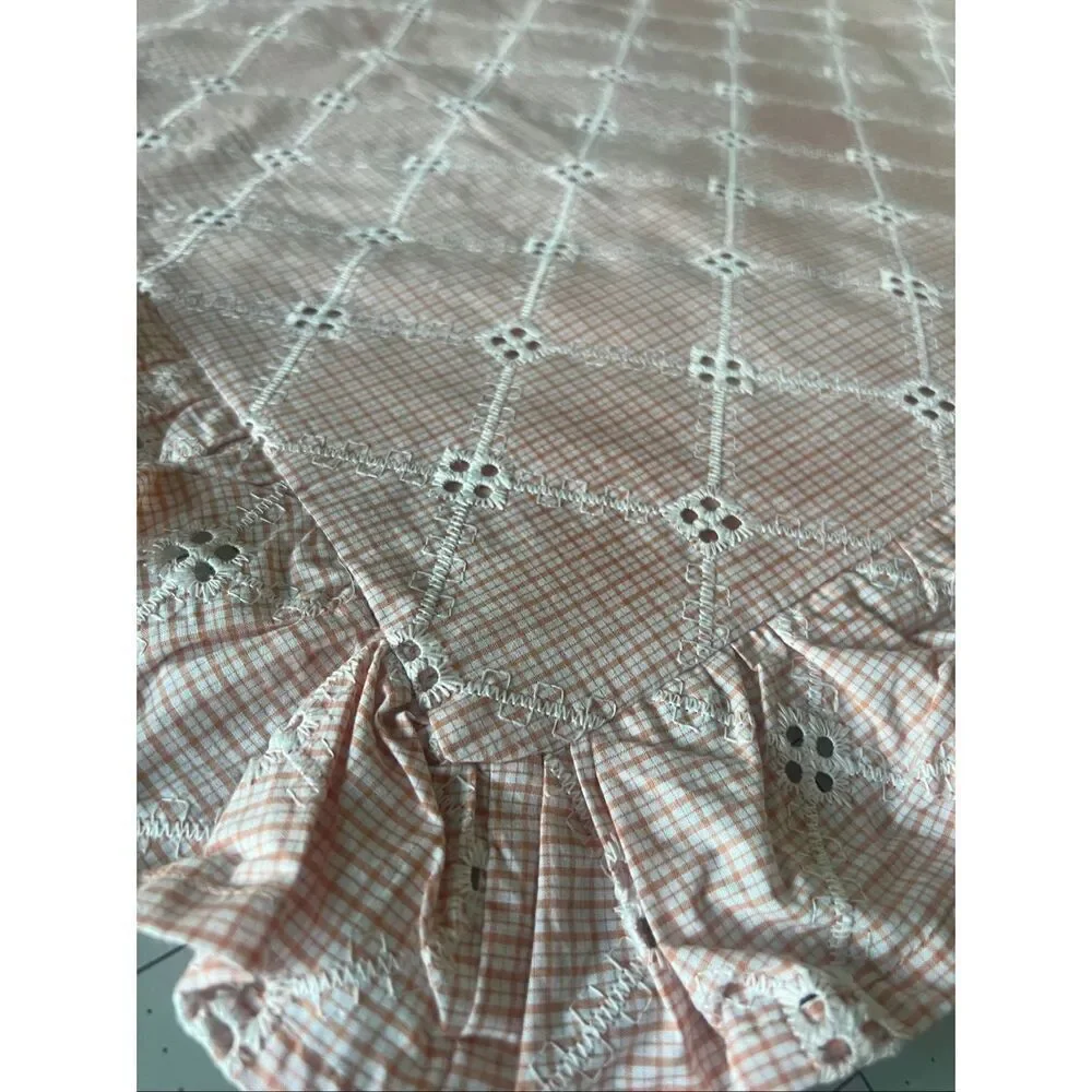 The Company Store Eyelet Ruffle Yarn-Dyed Peach Cotton Percale Sham- Standard
